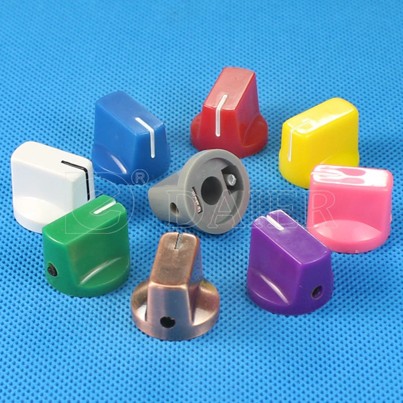 10PCS Plastic Knob With 6.35mm Shaft Hole Diameter DAVIES 1510 Clone Potentiometer Pedal Cap Colorful Color Guitar Cap