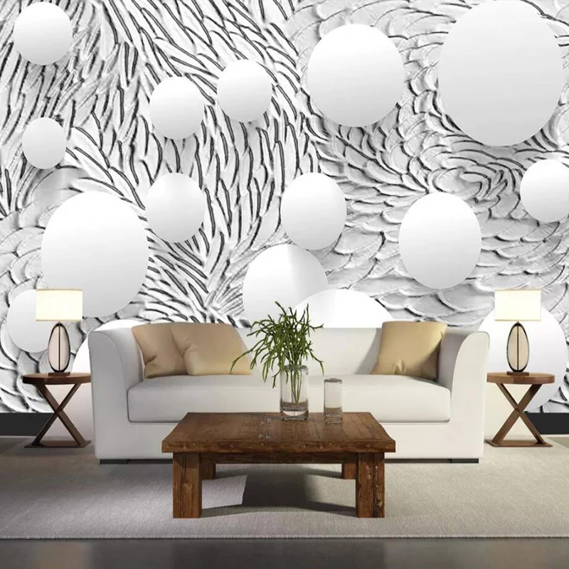 

Phantom circle circular plaster 3D geometric TV background wall