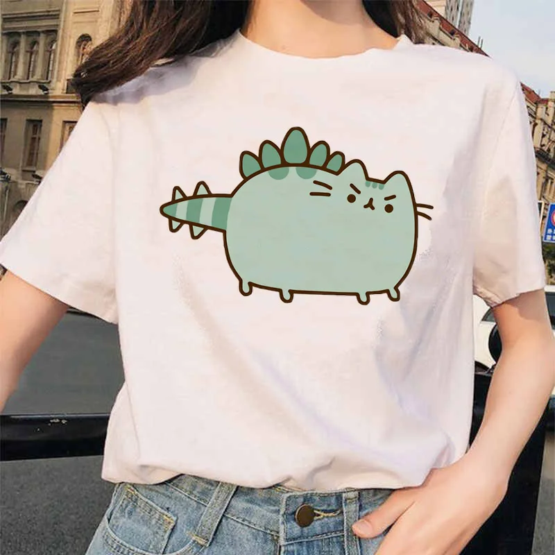 Pusheen Cat T Shirts T-shirt Harajuku Graphic Top Women Tshirt clothes Ullzang Female Cute Kawaii Korean Cartoon Tees Funny 90s