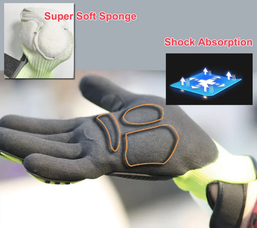 NMSafety Anti Vibration Gloves Men Heavy Duty Industrial Mechanic Safety Welding Garden Glove Hand Protection Work Glove