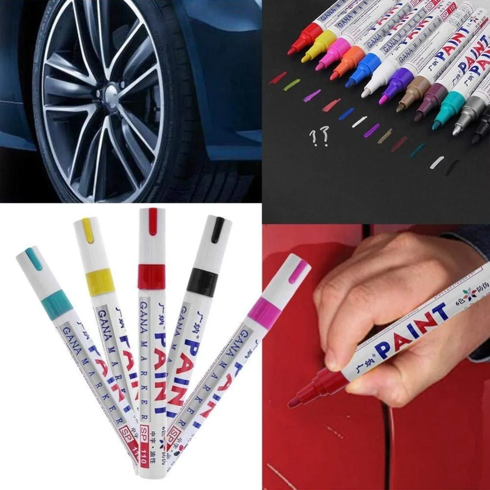 Colorful Waterproof pen Car Tyre Tire Tread CD Metal Permanent Paint markers Graffiti Oily Marker Pen Marcador Caneta Stationery