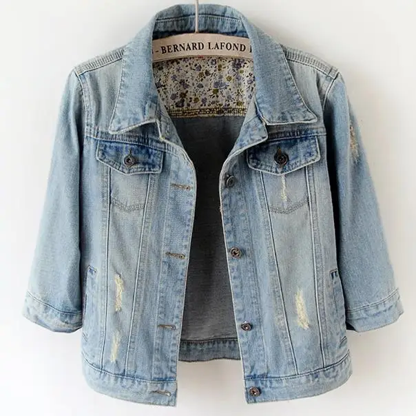 

5XL! Spring Women Denim Jacket Vintage Cropped Short Denim Coat half sleeve Jeans Coat