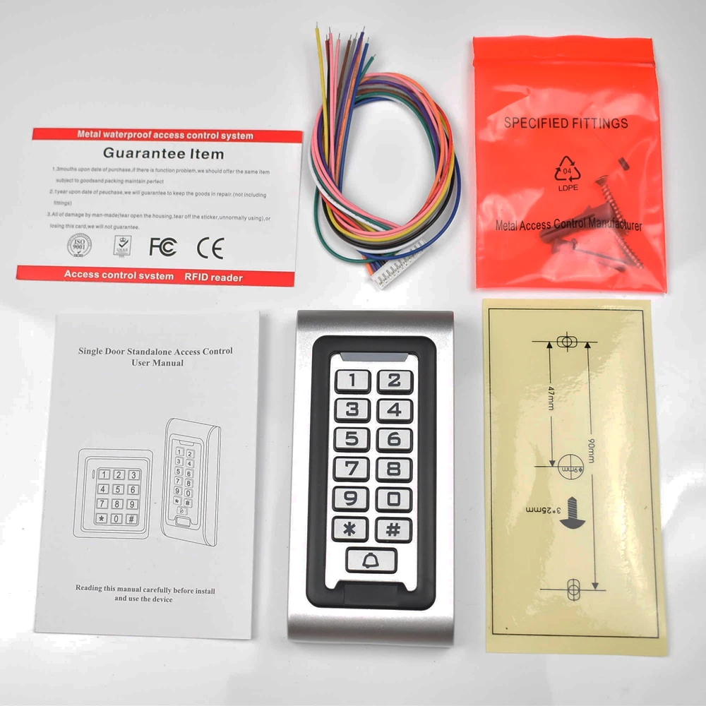 Rfid 125KHz Door Access Control System LED Metal Keypad Proximity Card Standalone Access Control With 2000 Use