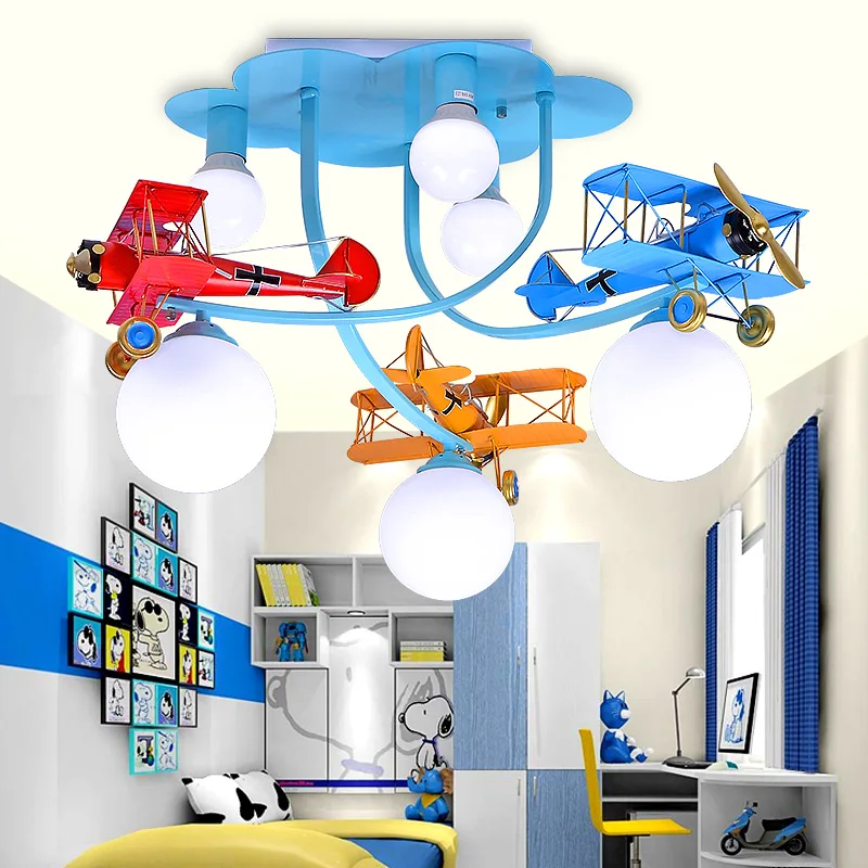 New personality retro iron wagon lighting children's room Pendant Lights bedroom boys girls led creative cartoon Blue lamps