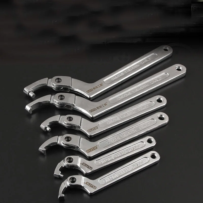 

1Pcs Chrome Vanadium Adjustable Square Head and Round Head Spanner Hook Wrench Tool - 4 1/2"-6 11/16"(115-170mm) Hand Tool