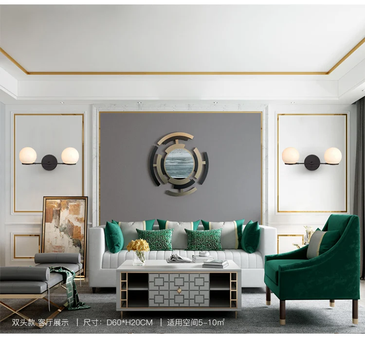 Contrapesso LED-Wandleuchte, moderne Kugel-Glas-Tischlampe, goldfarben/schwarz, LED für Heimdekoration, Nachttisch, Wohnzimmer, G4-Lampe im Loft-Stil – Detail 6