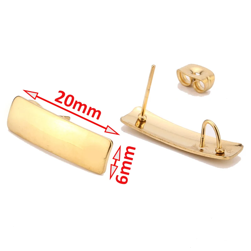 18k Gold Earrings Findings Stainless Steel Long Stick  Post Connector with Open Ring for Making Korea Style