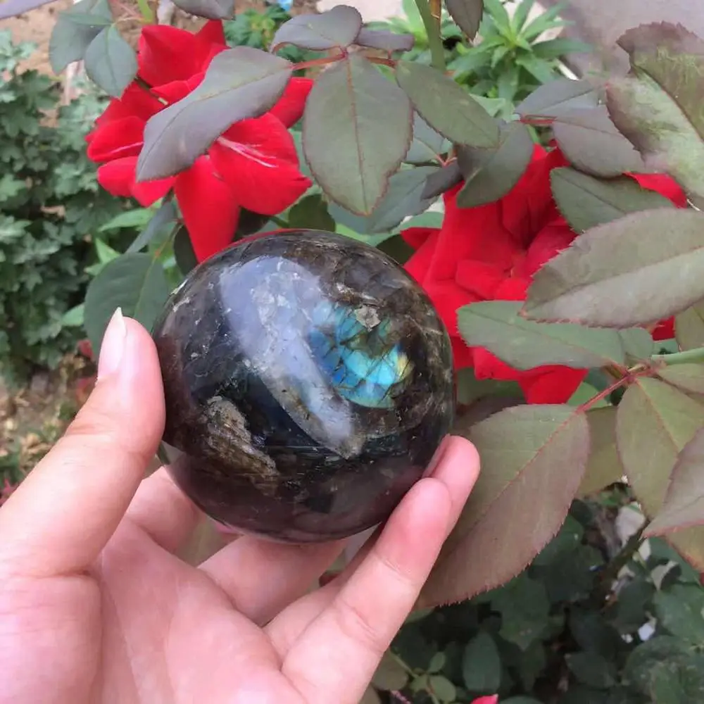 about 6.5cm valuable high-class heavy flash natural labradorite Crystal gemstone ball metaphysicial chakra healing stone