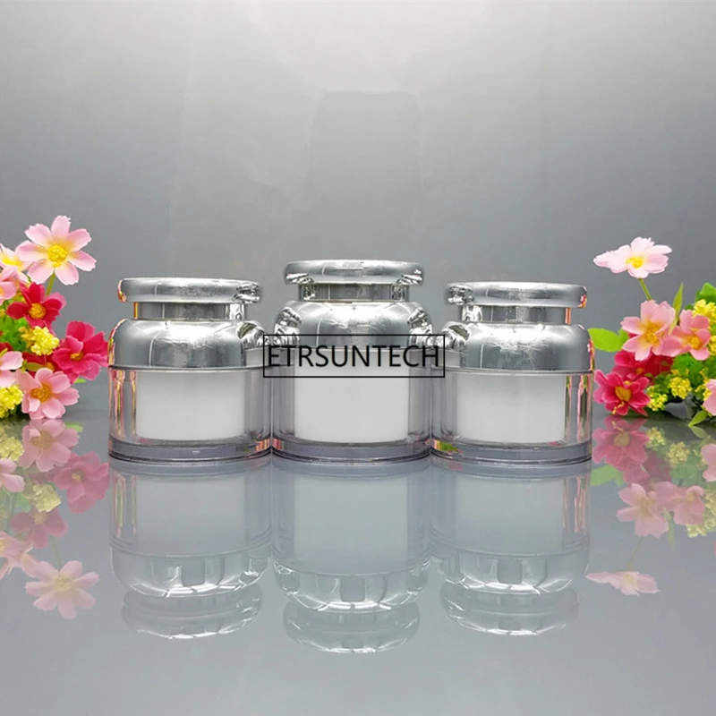 50pcs/lot 30g 50g Cosmetic Container Cube Acrylic Jar Clear Cream Pot Makeup Sample Jars empty golden beauty cream jar F2370