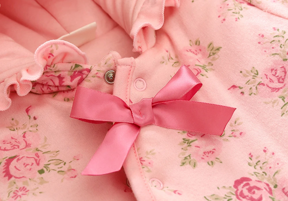 Winter Newborn Baby Girl Rompers Thicken Warm Cotton Jumpsuit Hooded Clothing Floral Princess Christmas Girls Onesie image 5