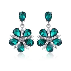 LUBOV Colorful Crystal Stone Flower Petals Pendant Drop Earrings Women Fashion Rhinestone Dangle Earrings Party Jewelry 2019