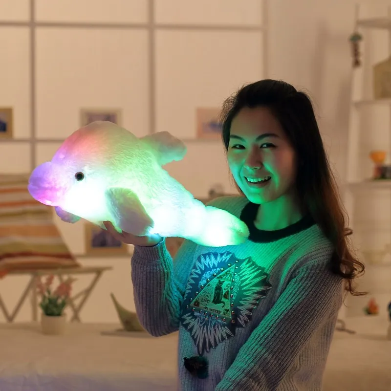 1pcs 45cm Dolphin PLush Luminous Plush Glowing Dolphin Doll Colorful Pillow, Plush Toys, Hot Colorful Doll Kids Children Gifts