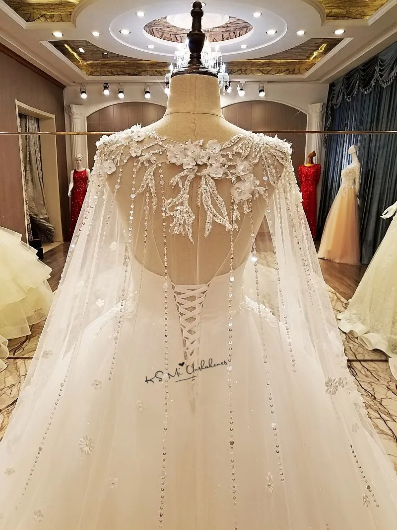 Church Ball Gown Wedding Dresses 2018 Lace Beads 3D Flowers Wedding Gowns Vintage Princess Bridal Dress Vestidos de Noiva Boda