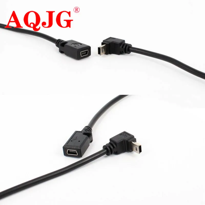 1 sztuk Mini USB mężczyzna kobieta linia danych łokieć 90 stopni prawy kąt lewy Mini 5P Usb dla MP3 Extendsion kabel do ładowarki danych AQJG