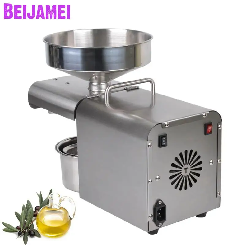 BEIJAMEI-máquina de prensado de aceite para el hogar, extractor de aceite de cacahuete comercial, de acero inoxidable, nuez/Perilla, 1500 V/220V, 110 W