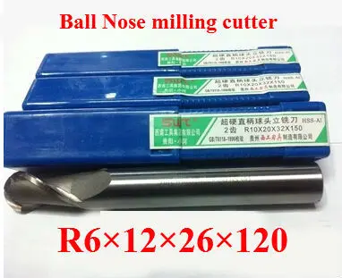 

5PCS lengthening R6.0 high speed steel ball end milling cutter, straight shank white steel cutter, R alloy milling cutter