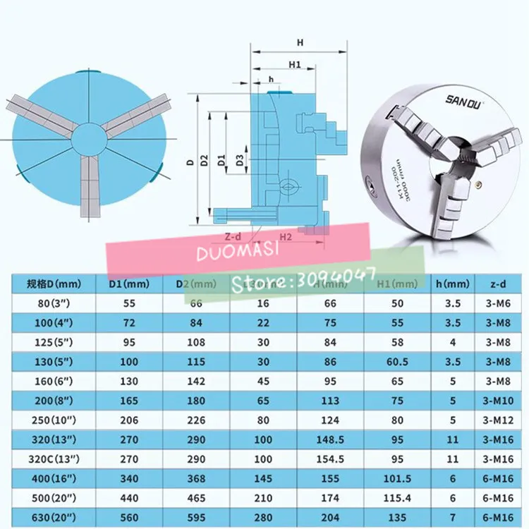 K11-100 high-precision three/3 jaw chuck self-centering chucks 100mm 4 inch for Mechanical lathe,Mini lathe