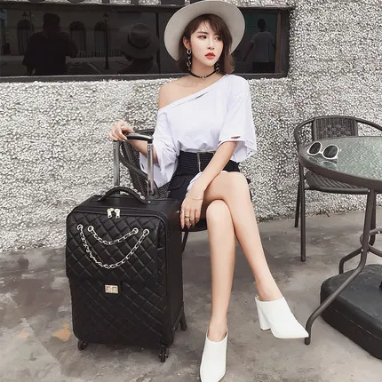 

Travel tale fashion 20/24 size 100%PU High quality Rolling Luggage Spinner brand Travel Suitcase