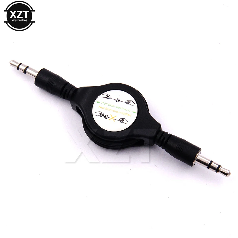 Black 3.5mm Car Telescopic Aux Audio Cable Jack Male To Male Retractable Aux Auxiliary Audio Cable Cord Vehicle MP3 Data Line