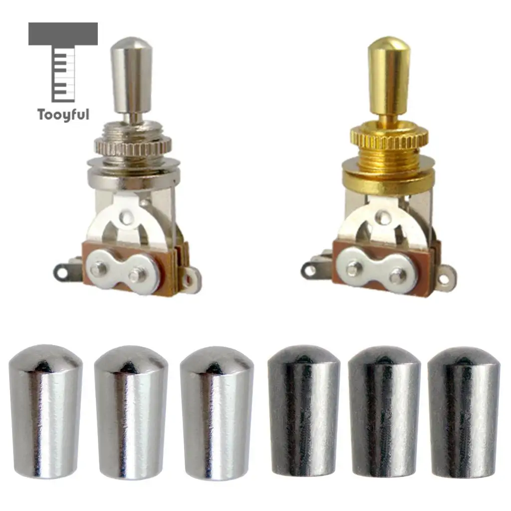 Tooyful 3Pcs Internal Thread 4mm Brass 3 Way Toggle Switch Knobs Cap Tip Button for LP Electric Guitar Parts Replacements