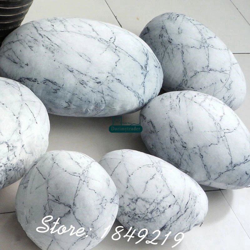 Dorimytrader A SET ( 6 pieces) Natural Stone Decoration Big Stuffed Soft Simulated Mercury Stone Pillow ( with COTTON ) DY61072