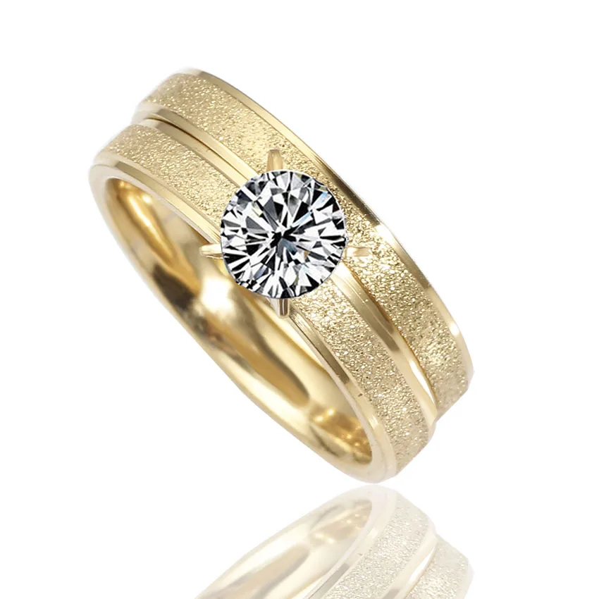 QianBei 1Pair Men Women Stainless Steel Couple Rings Super Valentine\'s Day Rings Jewelry New