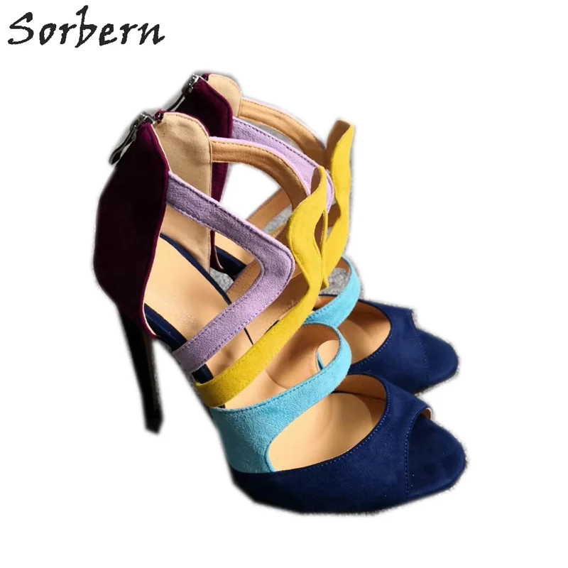 

Sorbern Women Sandal Open Toe Cover Heel Stilettos High Heel 2019 Fashion Sandals Women Sapato Feminino Colorful Colorful Sandal