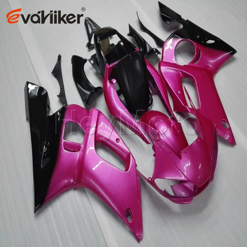 Aangepaste motorfiets stroomlijnkappen volledige set YZFR6 1998 2002 kleur en stickers ontwerp roze bodykit vervangende covers