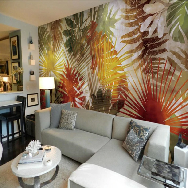 

beibehang palm tree leaves art mural TV background papel de parede 3D Mural Wall paper Home Decor Wallpaper Covering Living Room