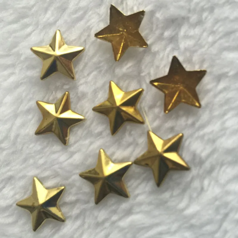 50pcs 10MM Golden Copper Hot Fix Star Shape Punk Studs Hotfix Iron on Nailheads Beads For Clothing/shoes/ bags DIY Accessories