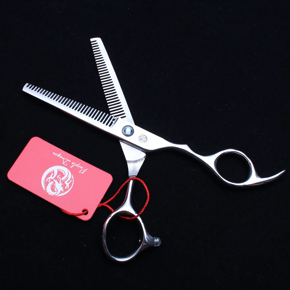 

5.5In. 16cm Purple Dragon JP 440C Hairdresser's Scissors Thinning Shears Double Side Teeth 15% Thinning Rate Hair Scissors