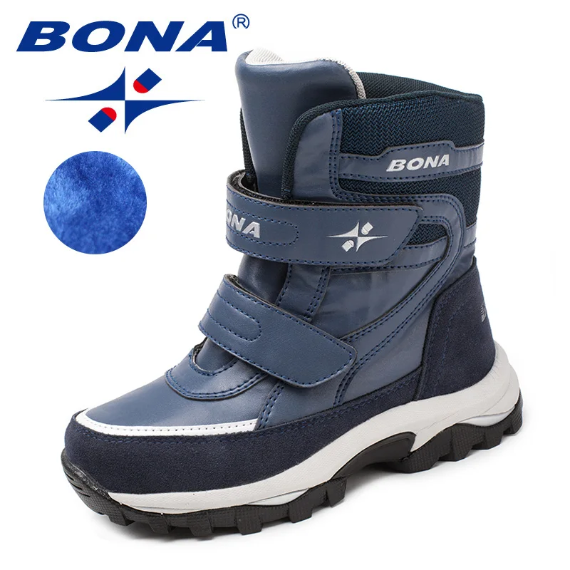 BONA New Arrival Classics Style Children Boots Hook & Loop Boys Winter Shoes Round Toe Girls Snow Boots Light Free Shipping