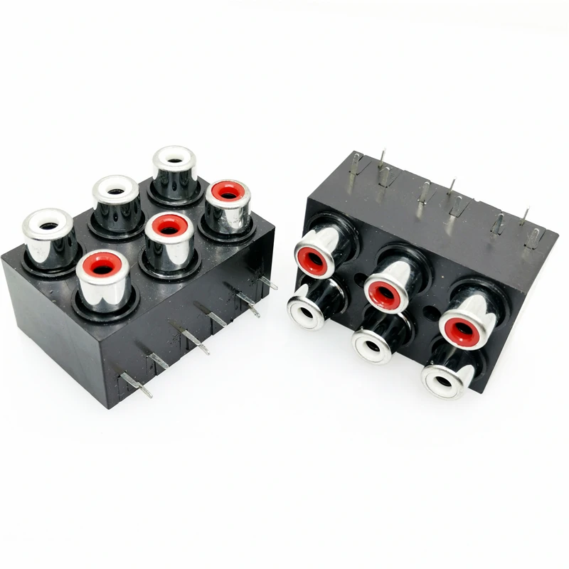 High Quality 100pcs PCB Mount 6 Position Stereo Audio Video Jack RCA Female Connector AV-8.4-7A