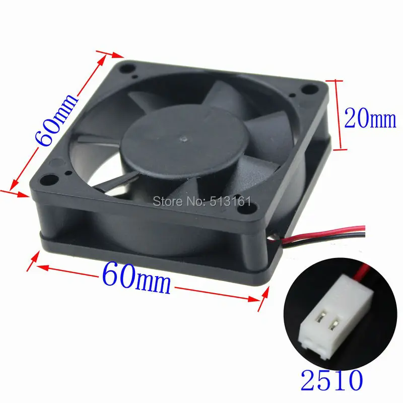 50pcs Gdstime 60x60x20mm 60mm DC 12V High Flow Rate Cooling Fan 2Pin 6cm 6020 Cooler