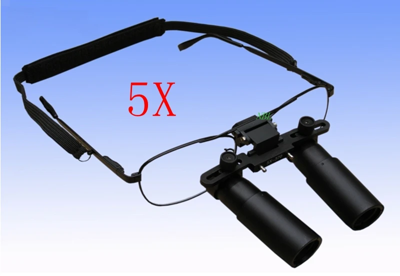 Professional 5X Black Dental Glasses Dental Surgical Magnifying Lens Medical Headband Dental Binocular Loupes For Dentistry