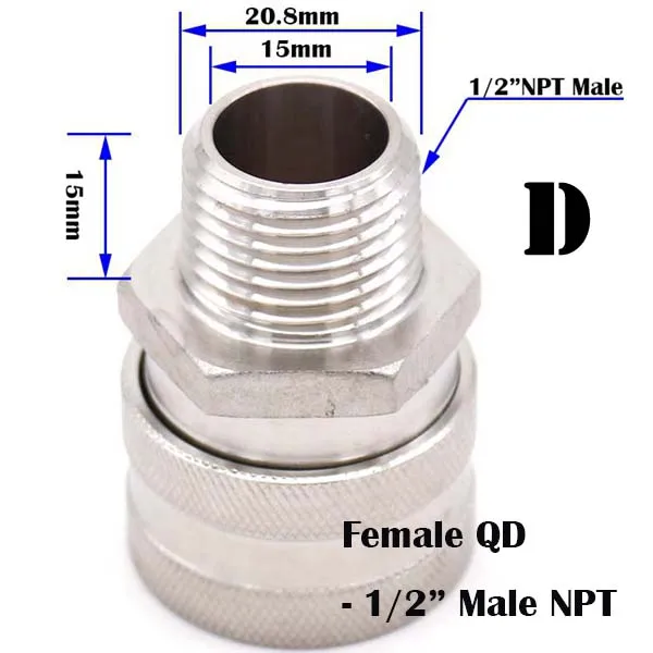 Homebrew Beer Female Quick Disconnect 304 Stainless Steel Ball Lock Style