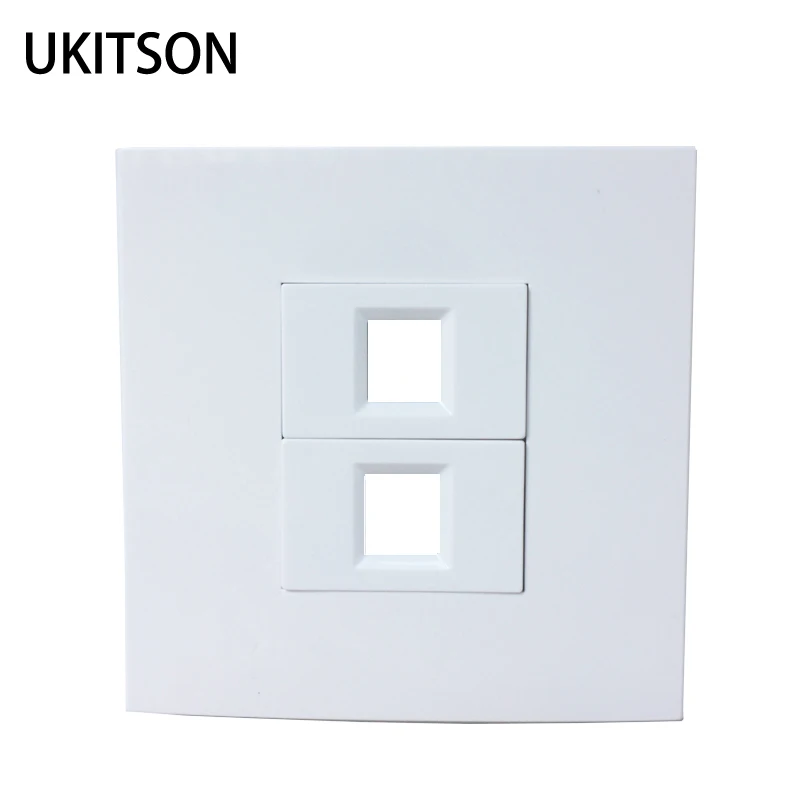 White Color 2 Keystone Jack Ports Wall Panel Faceplate 86x86mm Empty Face Frame For RJ45 Network RJ11 Phone Cover