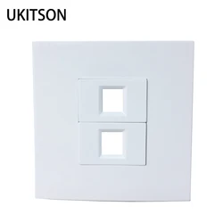 White Color 2 Keystone Jack Ports Wall Panel Faceplate 86x86mm Empty Face Frame For RJ45 Network RJ11 Phone Cover