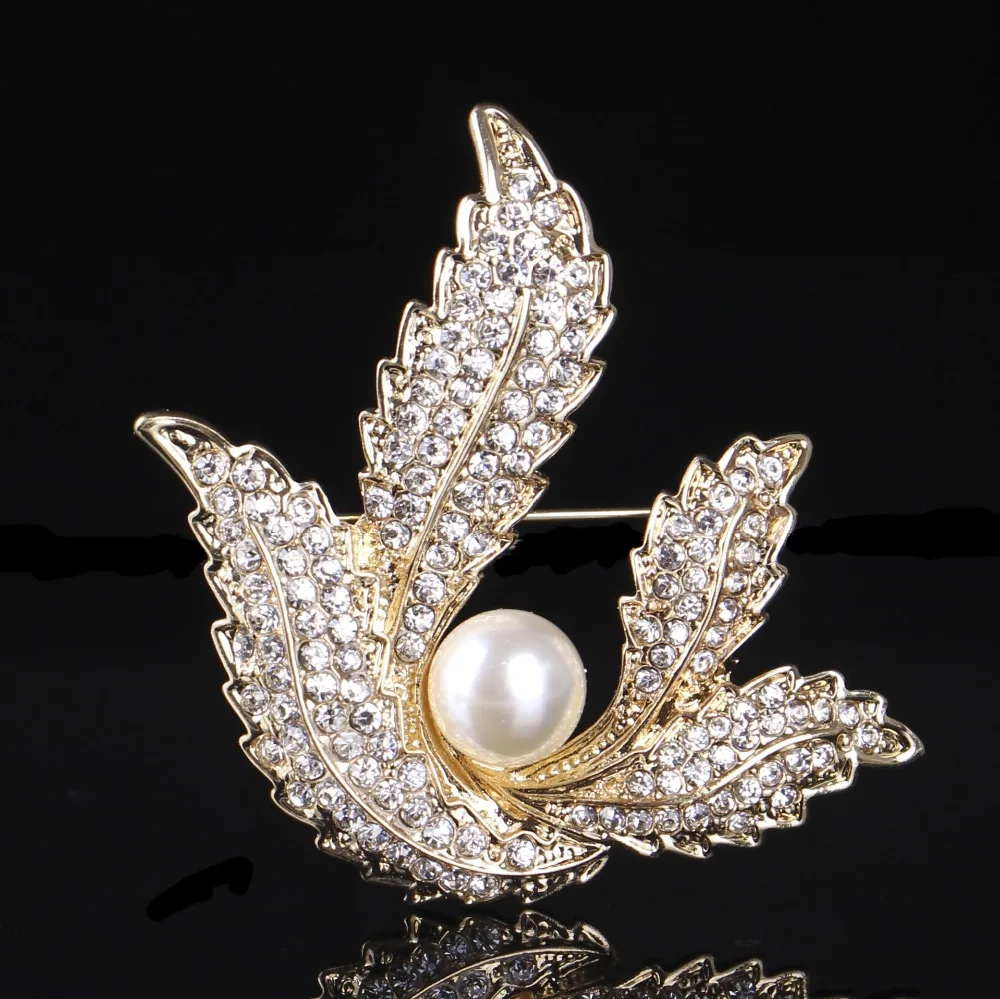 DIEZI-دبابيس على شكل زهرة اليعسوب للنساء ، دبابيس فاخرة من الكريستال الذهبي ، نمط أوراق اليعسوب ، للزفاف والحفلات ، بروش لباقة الزفاف ، أحجار الراين #2