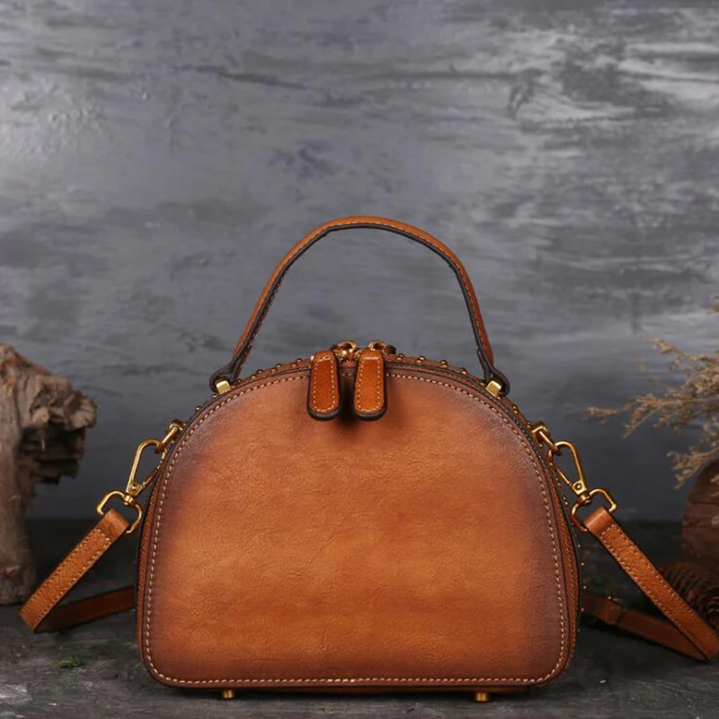 Genuine Leather Messenger Shoulder Bag Woman Handle Embossed Luxury Real Cowhide Ladies Tote Bag Vintage Female Cross Body Bags