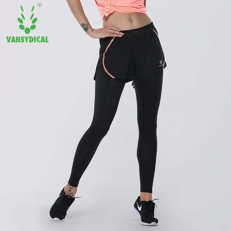 Women Sports Pants Two in One Leggings Fitness Running Gym Yoga Trainning Tights Vansydical Sportswear