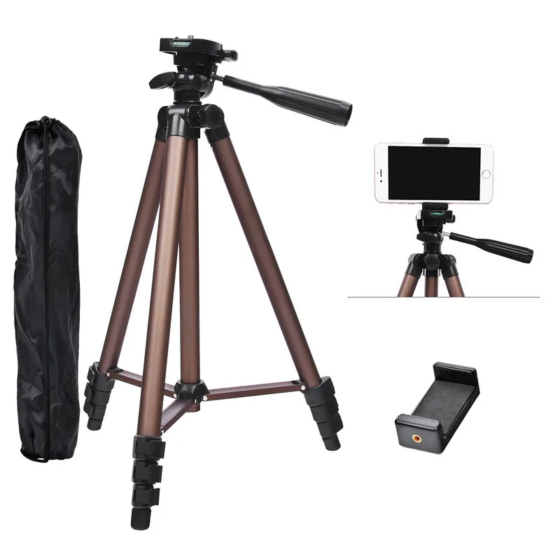 Fosoto Camera Tripod For Cellphone Phone Tripod Phone Camera Holder For Canon Nikon Sony DSLR Digital  Camcorder WT3130 Aluminum