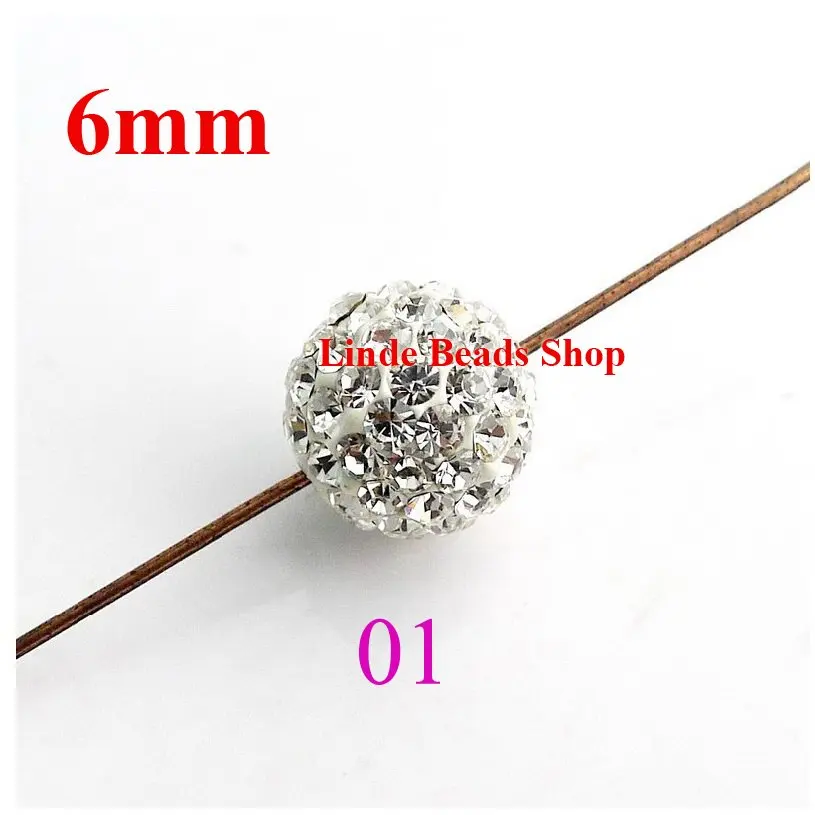 

50 pcs/lot Free Shipping! 6mm Beads christmas ornaments Clay Crystal finding balls crystal clear colour SH06001