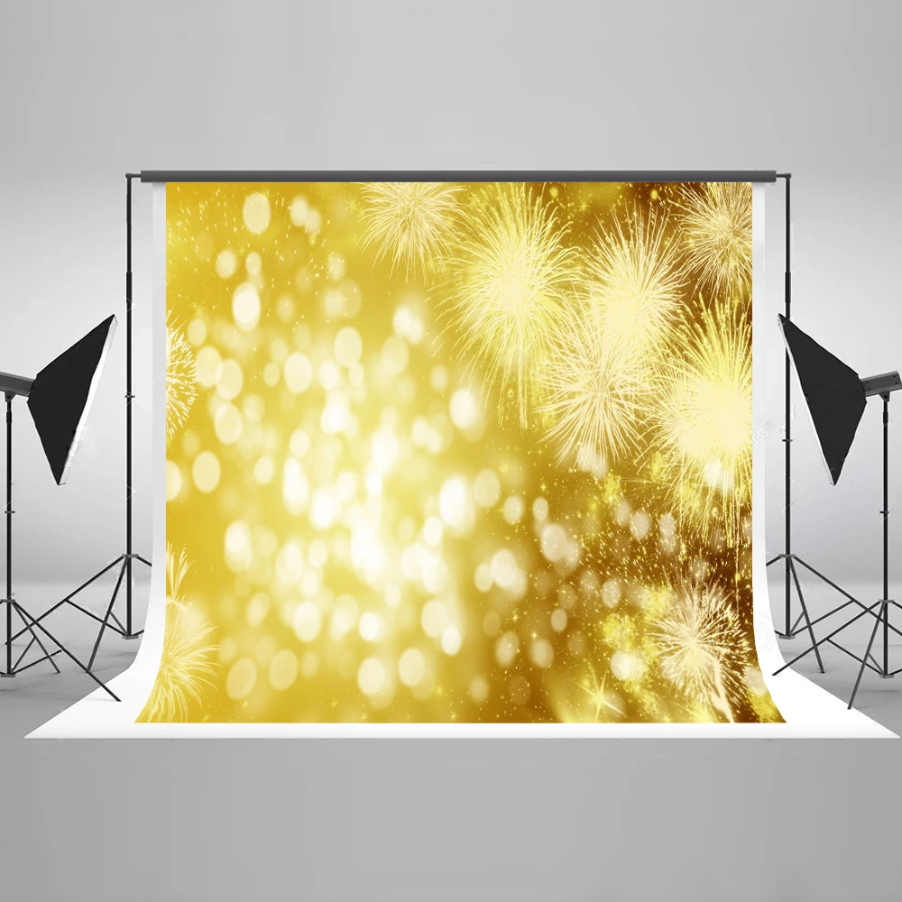 

VinylBDS 10x10ft Yellow Bokeh Photography Backdrops Happy New Year Backgrounds Fantasy For Children Backgrounds For Photo Studio