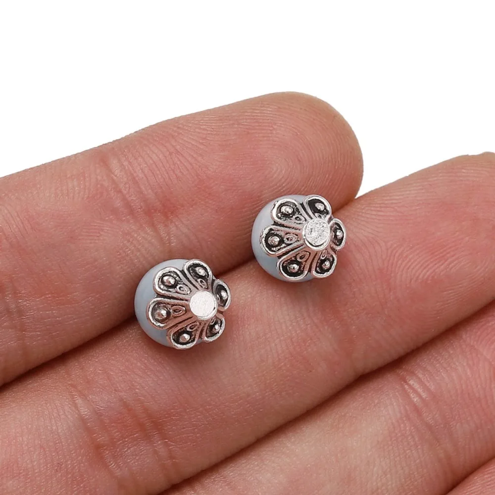 Tapas de cuentas espaciadoras sueltas de flores, 8mm, tapa de cuentas de extremo de cono antiguo tibetano, filigrana para fabricación de joyas DIY, 50 unidades por lote