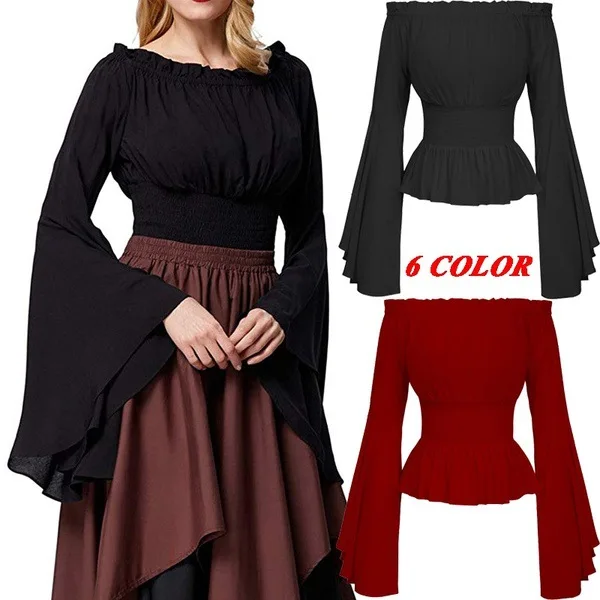 Women Girls Gothic Renaissance Victorian Chemise Shirt Medieval Retro Peasant Wench Blouse Costume COSPLAY COSTUME