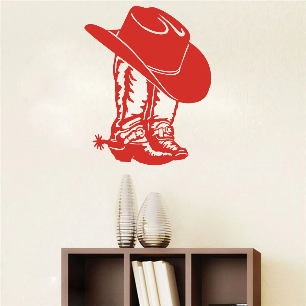 Cowboy Cowgirl Boot & Hat Western Shoe Car Laptop Wall Sticker Decal Cowboy Cowgirl Boot Vinyl Decor