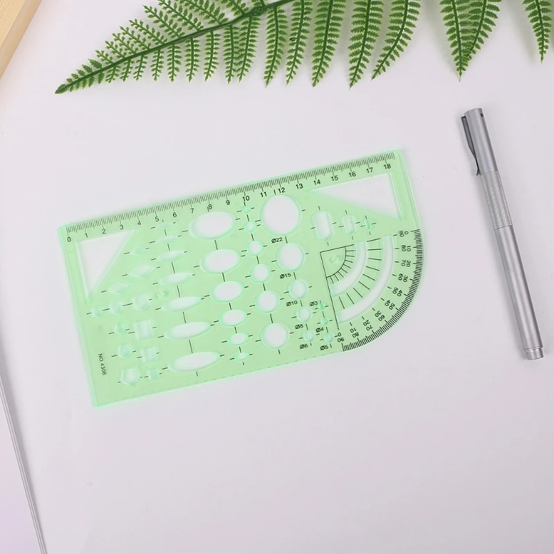 Green Geometric Template Ruler Drawing Tools Mapping Student School Stationery