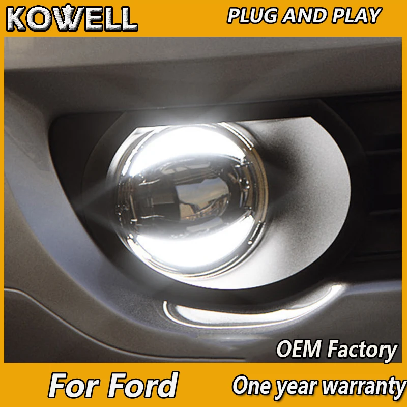 KOWELL Car Styling FogLamp for Ford Edge Escort Tourneo Courier Grand-C-MAX Fog Light Auto Angel Eye Fog Lamp DRL Model