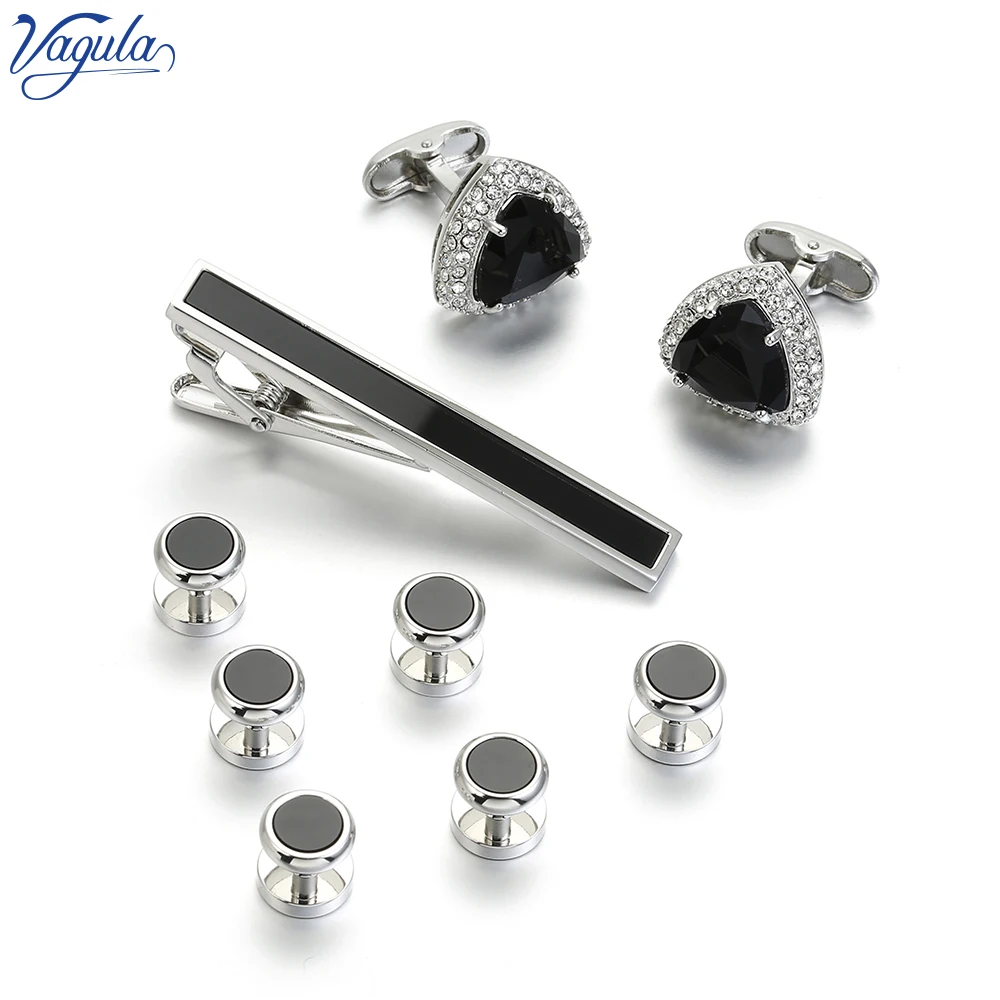 

VAGULA Fashion Tie Bar Cufflink Collar Stud 9 Pcs Set Spinki Tuxedo Tie Pin Clip Gemelos Cuff Link Men Jewelry Wedding Gift 105